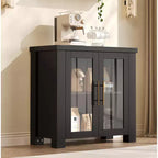 COZONY Buffet Cabinet with Tempered Glass Doors, Wood Sideboard Storage Cabinet for Dining Room Living Room Kitchen