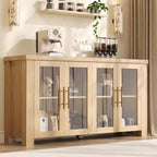 COZONY Buffet Cabinet with Tempered Glass Doors, Wood Sideboard Storage Cabinet for Dining Room Living Room Kitchen