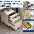 3 Drawer Metal File Cabinet with Lock, Under Desk Storage Organizer, Mobile Under Desk Storage on 5 Wheels, for Home, Office