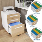 3 Drawer Metal File Cabinet with Lock, Under Desk Storage Organizer, Mobile Under Desk Storage on 5 Wheels, for Home, Office