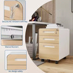 3 Drawer Metal File Cabinet with Lock, Under Desk Storage Organizer, Mobile Under Desk Storage on 5 Wheels, for Home, Office