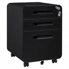 3 Drawer Metal File Cabinet with Lock, Under Desk Storage Organizer, Mobile Under Desk Storage on 5 Wheels, for Home, Office