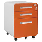 3 Drawer Metal File Cabinet with Lock, Under Desk Storage Organizer, Mobile Under Desk Storage on 5 Wheels, for Home, Office