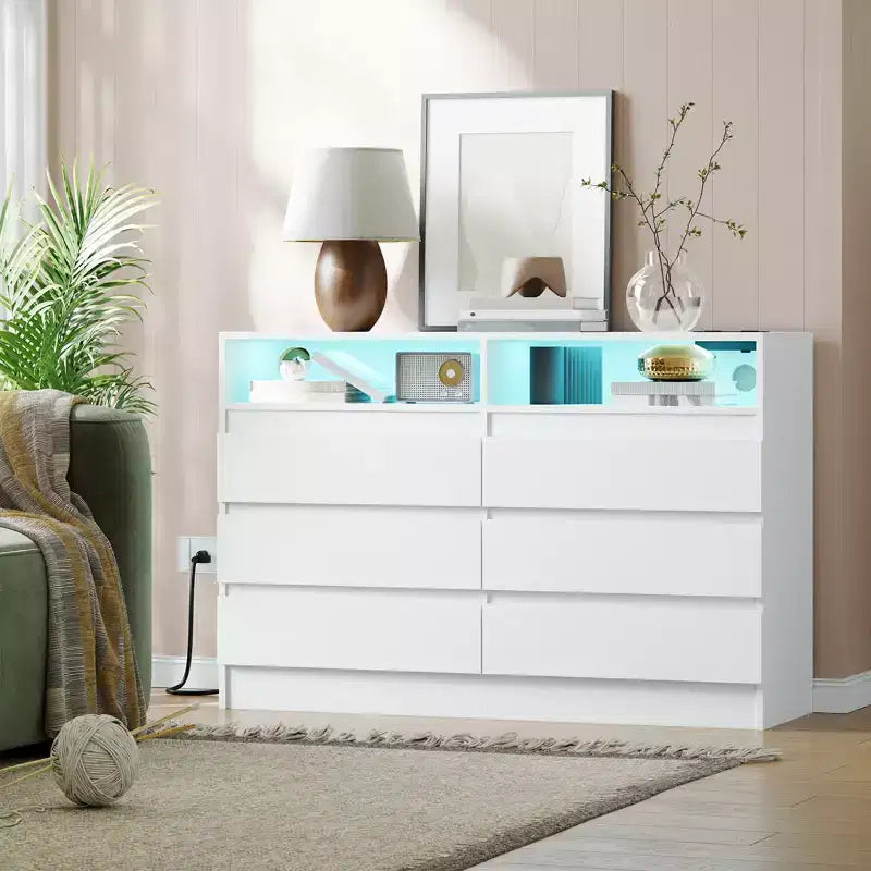 Modern 6 Drawer Dresser, Accent Chests of Drawers, for Bedroom, Living Room, Entryway