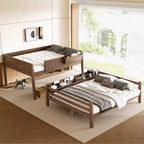 Bellemave Queen Over Queen Bunk Bed with Bookshelf Storage, Detachable Bunk Bed with Ladder and Guardrails, No Box Spring Needed