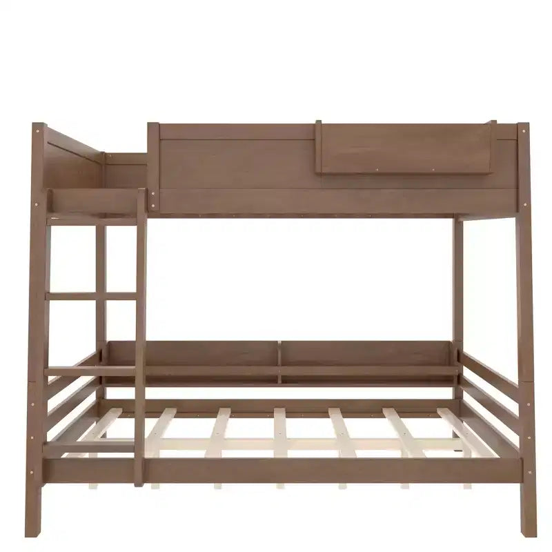 Bellemave Queen Over Queen Bunk Bed with Bookshelf Storage, Detachable Bunk Bed with Ladder and Guardrails, No Box Spring Needed