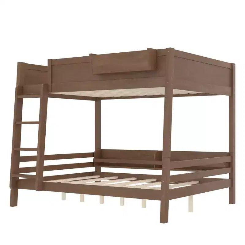 Bellemave Queen Over Queen Bunk Bed with Bookshelf Storage, Detachable Bunk Bed with Ladder and Guardrails, No Box Spring Needed