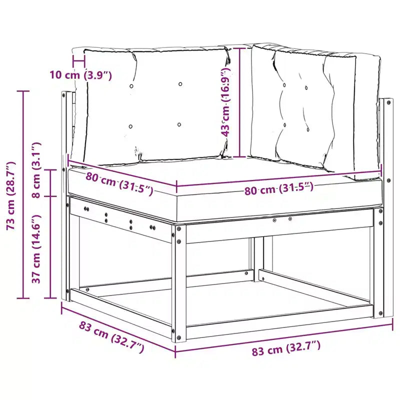 vidaXL Outdoor Corner sofa Solid Acacia Wood Natural
