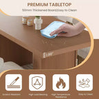 70.8'' Modern Rectangular Dining Table for 6-10, Spacious Tabletop, Fluted Legs, Built-in Storage, Contemporary Home Furniture,Grey/Natural/Nut-Brown