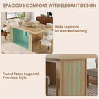 70.8'' Modern Rectangular Dining Table for 6-10, Spacious Tabletop, Fluted Legs, Built-in Storage, Contemporary Home Furniture,Grey/Natural/Nut-Brown