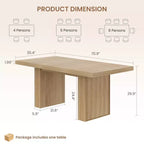 70.8'' Modern Rectangular Dining Table for 6-10, Spacious Tabletop, Fluted Legs, Built-in Storage, Contemporary Home Furniture,Grey/Natural/Nut-Brown