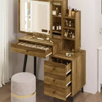Vanity Desk with Lighted Mirror, 3 Color Dimmable Hollywood Makeup Table with 4 Drawers