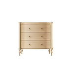 Homsee Wood Nightstand,3 Drawers Dresser  Modern Curved Front Chest of Drawers for with Vintage Turned Legs