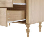 Homsee Wood Nightstand,3 Drawers Dresser  Modern Curved Front Chest of Drawers for with Vintage Turned Legs