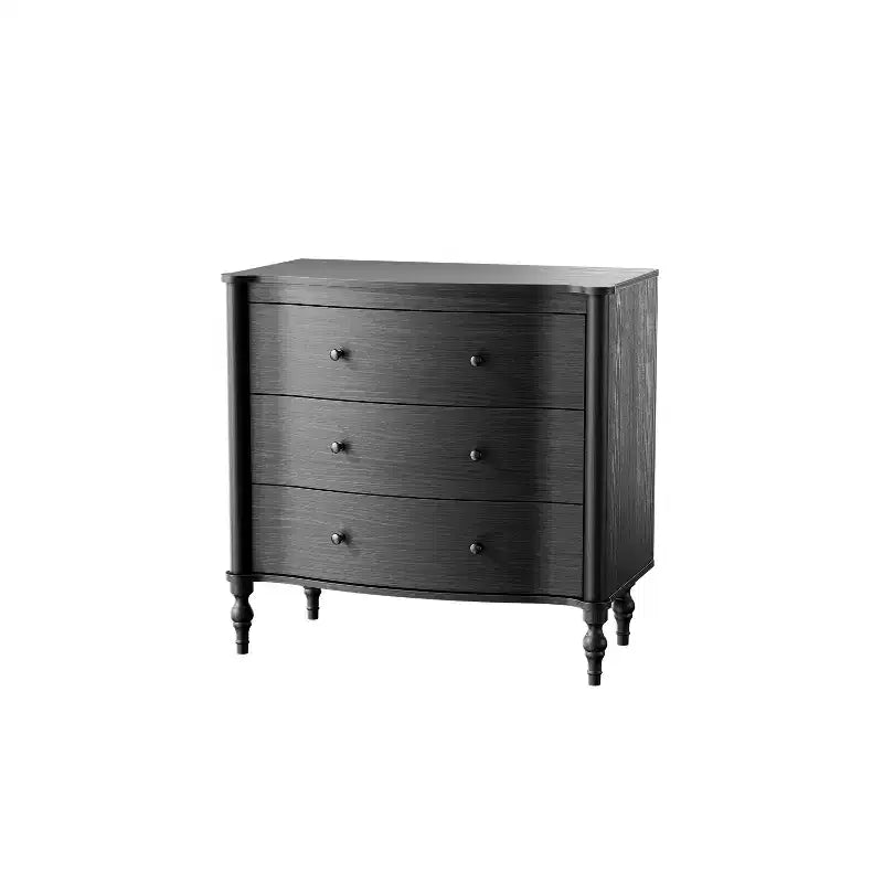 Homsee Wood Nightstand,3 Drawers Dresser  Modern Curved Front Chest of Drawers for with Vintage Turned Legs
