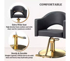 Karl Home Black Heavy Duty 360-Swivel Styling Chair with Rhombus Stitch Pattern Back and Gold Footrest