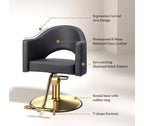 Karl Home Black Heavy Duty 360-Swivel Styling Chair with Rhombus Stitch Pattern Back and Gold Footrest