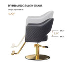Karl Home Black Heavy Duty 360-Swivel Styling Chair with Rhombus Stitch Pattern Back and Gold Footrest