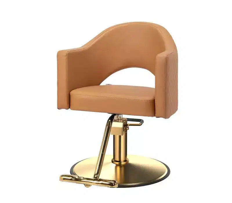Karl Home Black Heavy Duty 360-Swivel Styling Chair with Rhombus Stitch Pattern Back and Gold Footrest
