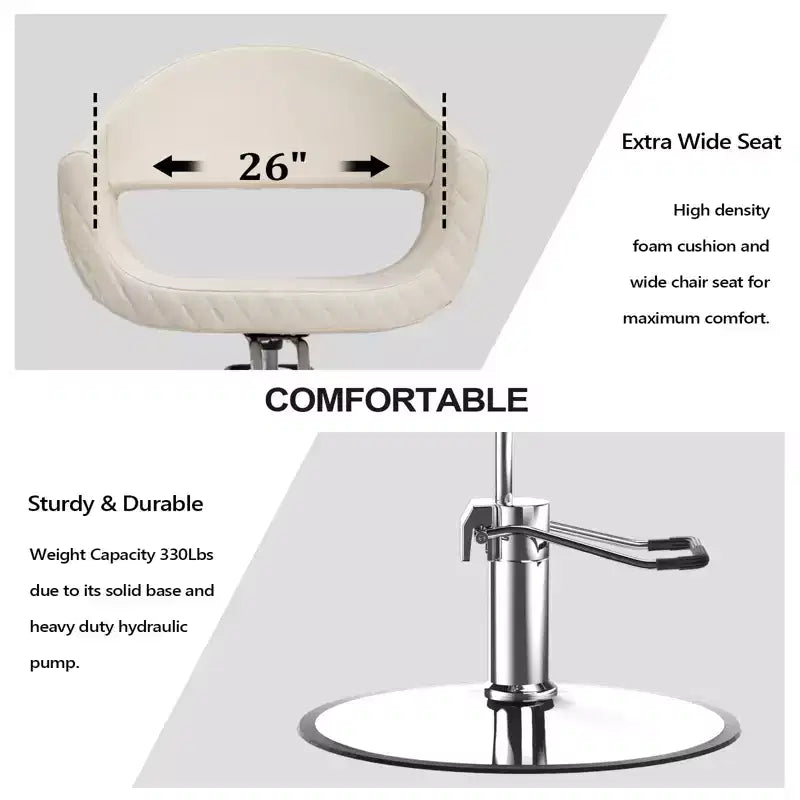 Karl Home Eye-catching Rhombus Stitch Pattern Extra Wide Seat Hair Stylist Salon Chair