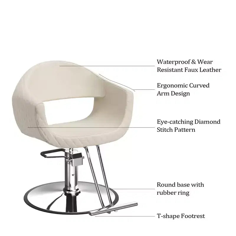 Karl Home Eye-catching Rhombus Stitch Pattern Extra Wide Seat Hair Stylist Salon Chair