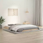 vidaXL Floor Bed Frame Natural 213.5 x 104 x 9 cm Solid Pine Wood