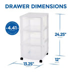 Gracious Living Classic 3 Drawer Organizer Plastic Storage Cart w/ Wheels