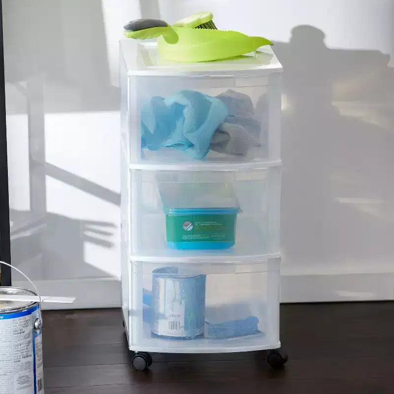 Gracious Living Classic 3 Drawer Organizer Plastic Storage Cart w/ Wheels