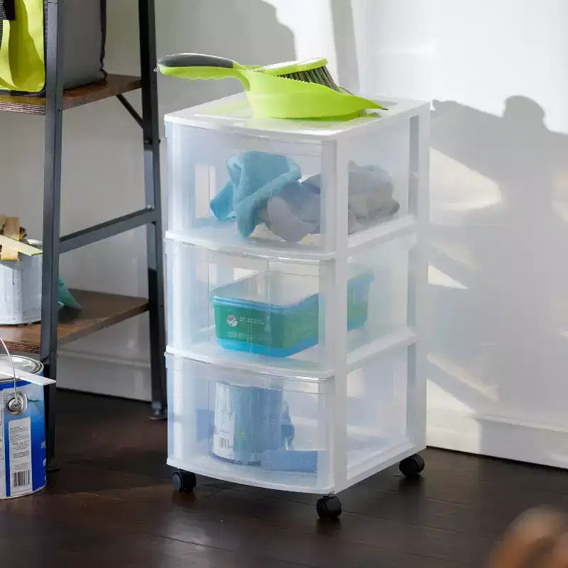 Gracious Living Classic 3 Drawer Organizer Plastic Storage Cart w/ Wheels