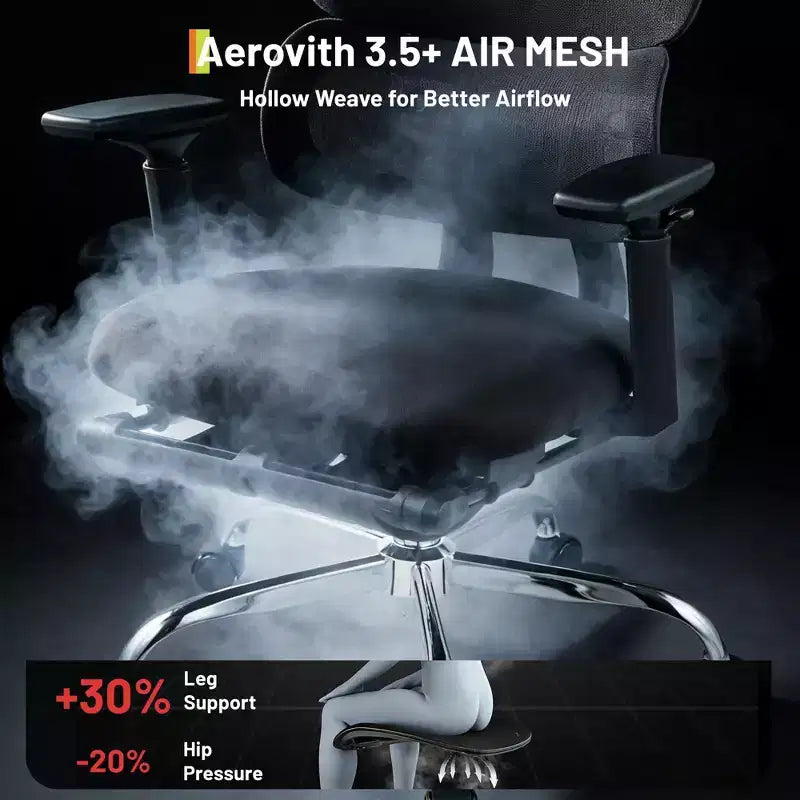 Ergonomic Mesh Office Chair, Adjustable Lumbar High Back Desk Chair 300lbs, 4D Flip-Up Arms, 3-Level Tilt Backrest, 3D Headrest, PU Wheels