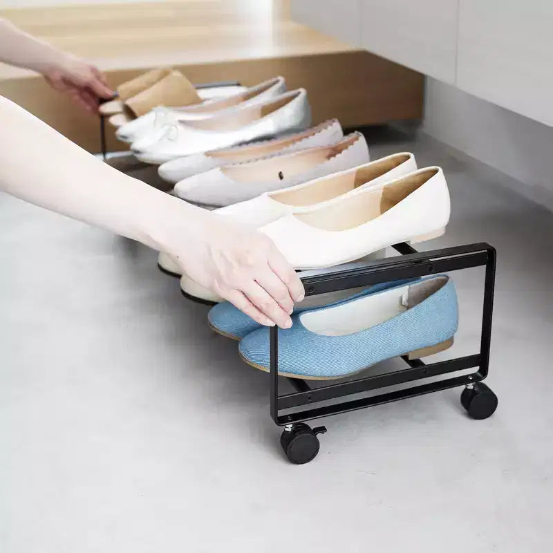 Yamazaki Home Two-Tier Rolling Shoe Rack (8 H) - Steel