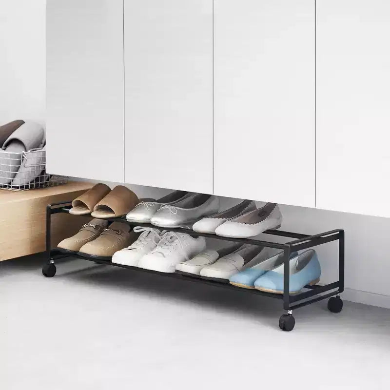 Yamazaki Home Two-Tier Rolling Shoe Rack (8 H) - Steel