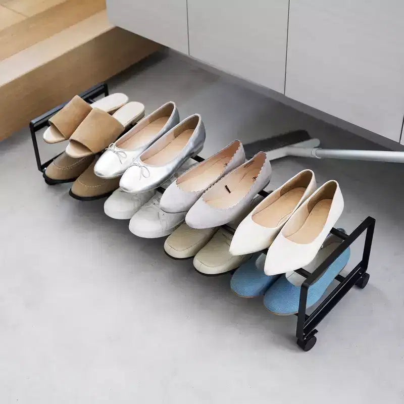 Yamazaki Home Two-Tier Rolling Shoe Rack (8 H) - Steel