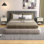 Costway 1/2 PCS Rattan Nightstand Boho End Table with Drawer & Open Shelf for Living Room White/Natural