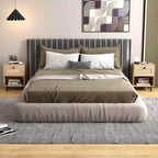 Costway 1/2 PCS Rattan Nightstand Boho End Table with Drawer & Open Shelf for Living Room White/Natural