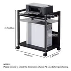 Computer Tower Stand, Adjustable PC Tower Stand CPU Holder Cart With Locking Caster Wheels, Metal Computer Cart