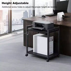 Computer Tower Stand, Adjustable PC Tower Stand CPU Holder Cart With Locking Caster Wheels, Metal Computer Cart