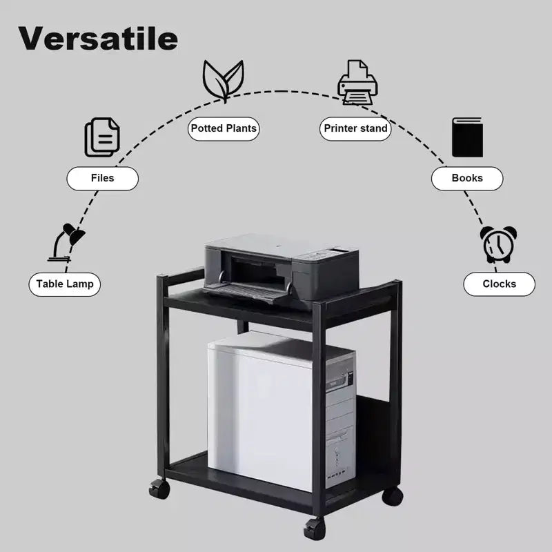 Computer Tower Stand, Adjustable PC Tower Stand CPU Holder Cart With Locking Caster Wheels, Metal Computer Cart
