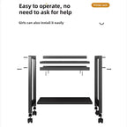 Computer Tower Stand, Adjustable PC Tower Stand CPU Holder Cart With Locking Caster Wheels, Metal Computer Cart