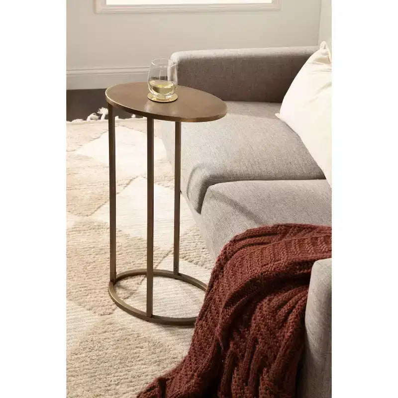Kate and Laurel Natalli Metal Oval C-Table, Gold, 14x9x28