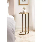 Kate and Laurel Natalli Metal Oval C-Table, Gold, 14x9x28