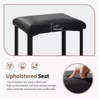24 Inch Bar Stools Set of 2, PU Leather Seats with Thick Padding & Footrest, Modern Metal Frame with Adjustable Feet for Kitchen Island, Bar Counter