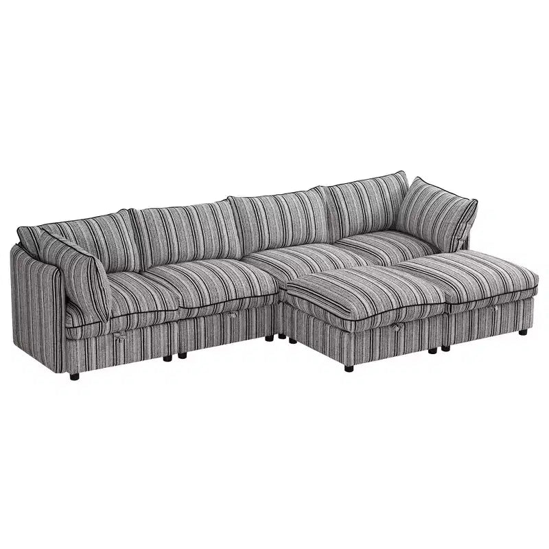 GDFStudio Jeju Modular 6 Piece Upholstered Storage 125'' U Sectional Sofa
