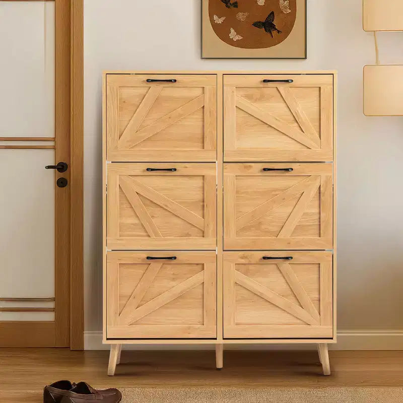 Karl Home Wooden 6 Flip Drawers Shoe Cabinet