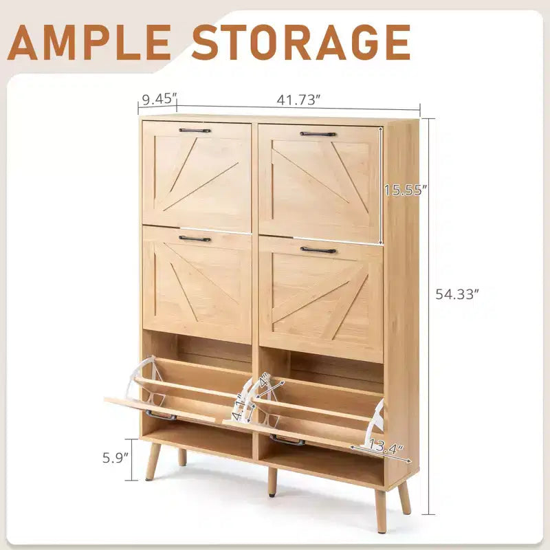 Karl Home Wooden 6 Flip Drawers Shoe Cabinet