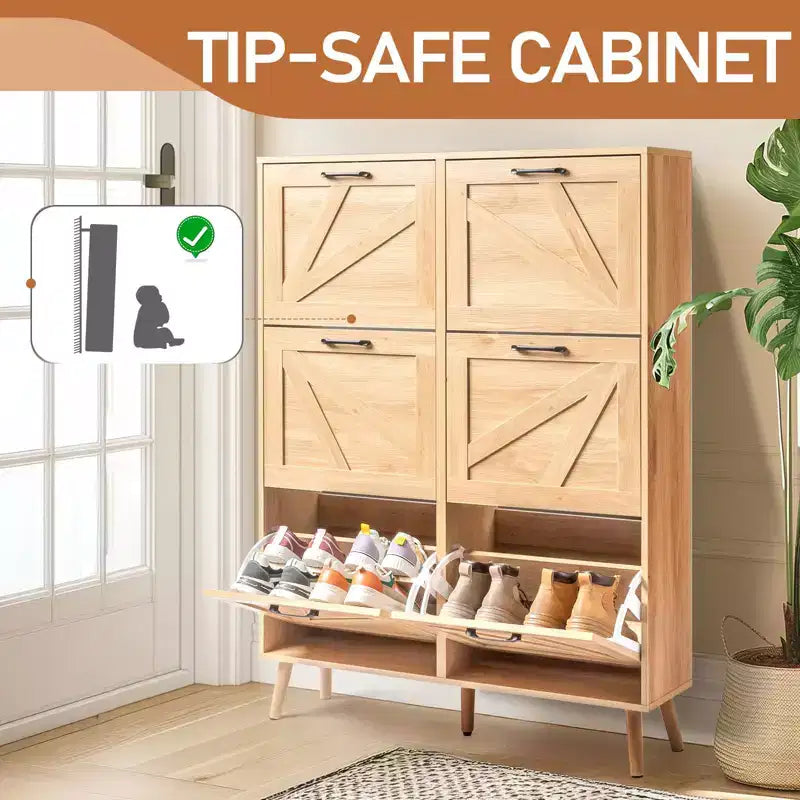 Karl Home Wooden 6 Flip Drawers Shoe Cabinet