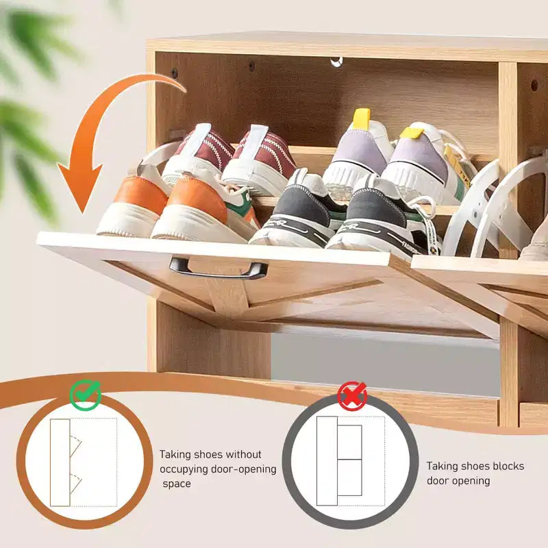 Karl Home Wooden 6 Flip Drawers Shoe Cabinet