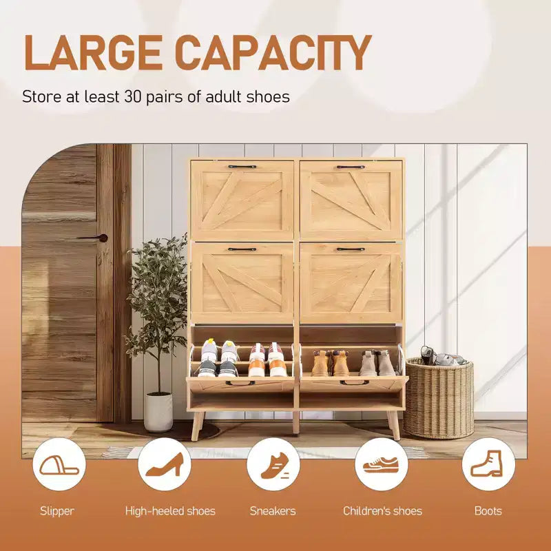Karl Home Wooden 6 Flip Drawers Shoe Cabinet