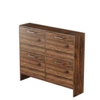 Karl Home 42 W 4-Flip Drawer Flat Top Shoe Cabinet with Silver Metal Handles
