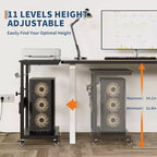 Adjustable 2-Tier Computer Tower Cart with Wheels, Mobile CPU Stand with Cable Management and Hooks, Compact Side Table for Gaming or Home Office